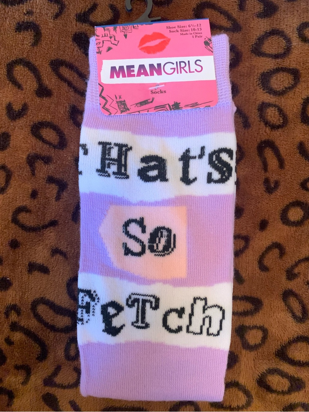 Mean Gilrs “That's So Fetch” in lavender and white crew socks.